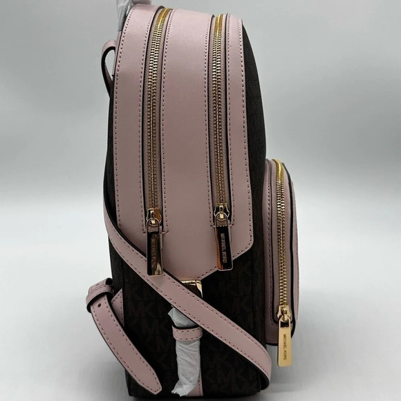 Michael Kors Medium Jaycee Zip Packet Backpack Brown/Light Pink - Picture 4 of 14